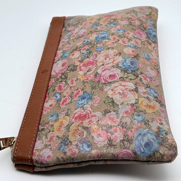 Garuglieri  Floral Leather with Tan Trim Clutch Pouch Made In Italy - Picture 5 of 13